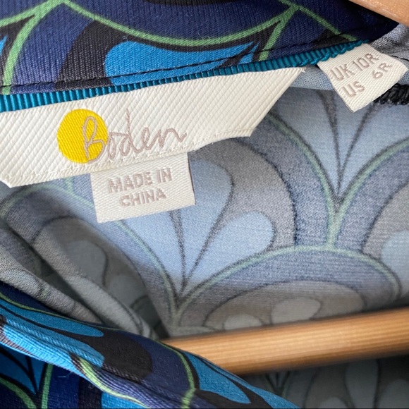 Boden Blue Mod Print Mock Neck Long Sleeve Dress 6 - Picture 5 of 12